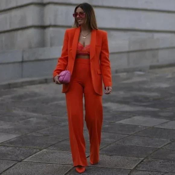 ZARA 2 Piece Blazer And Flare Pants - Picture 2 of 8